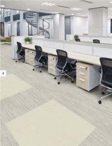 Roppe vinyle plank flooring with workstation